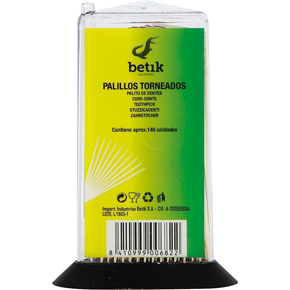 Round turned toothpicks in dispenser Ab 140-200 units Betik