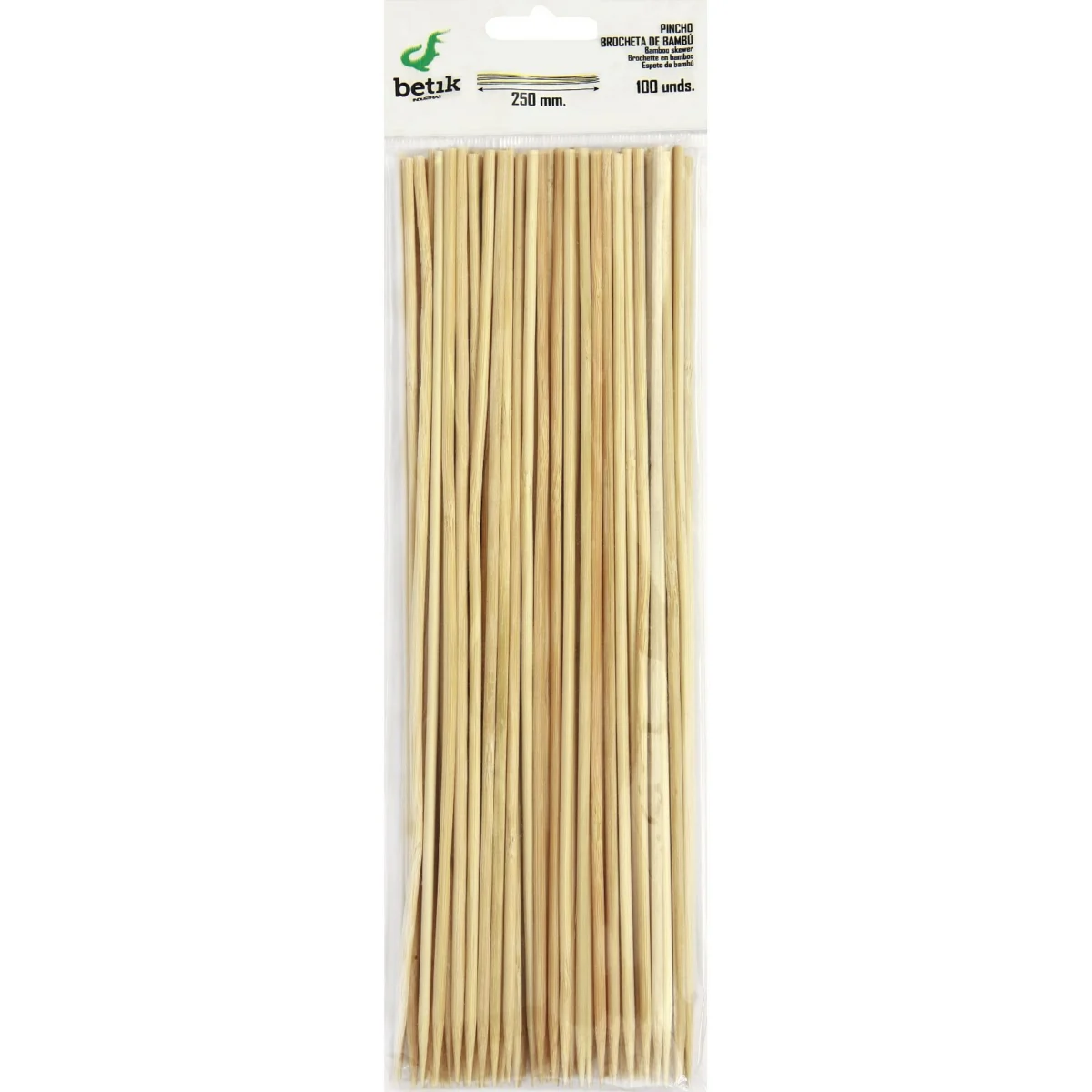 Broquetes de bambú 25 cm 100 unitats Betik