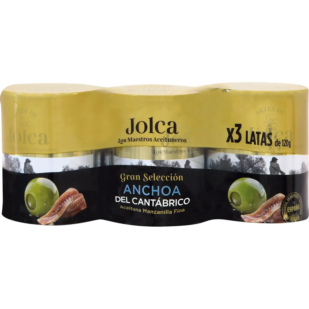 Mit kantabrischer Sardelle gefüllte Oliven, 3er-Pack Jolca