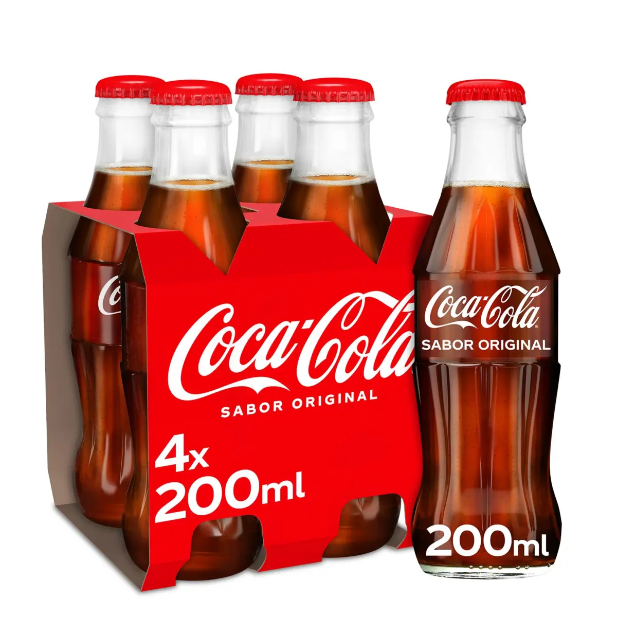 Refresco Cola Pack de 4 Botellas Vidrio Coca-Cola