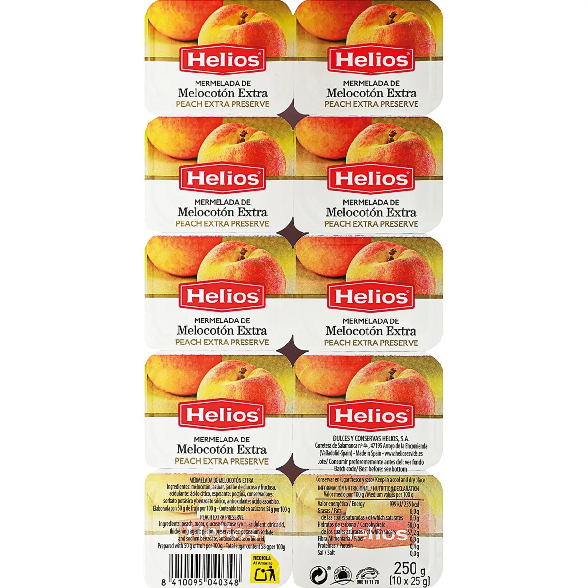 Confitura Melocotón Pack de 10 Helios