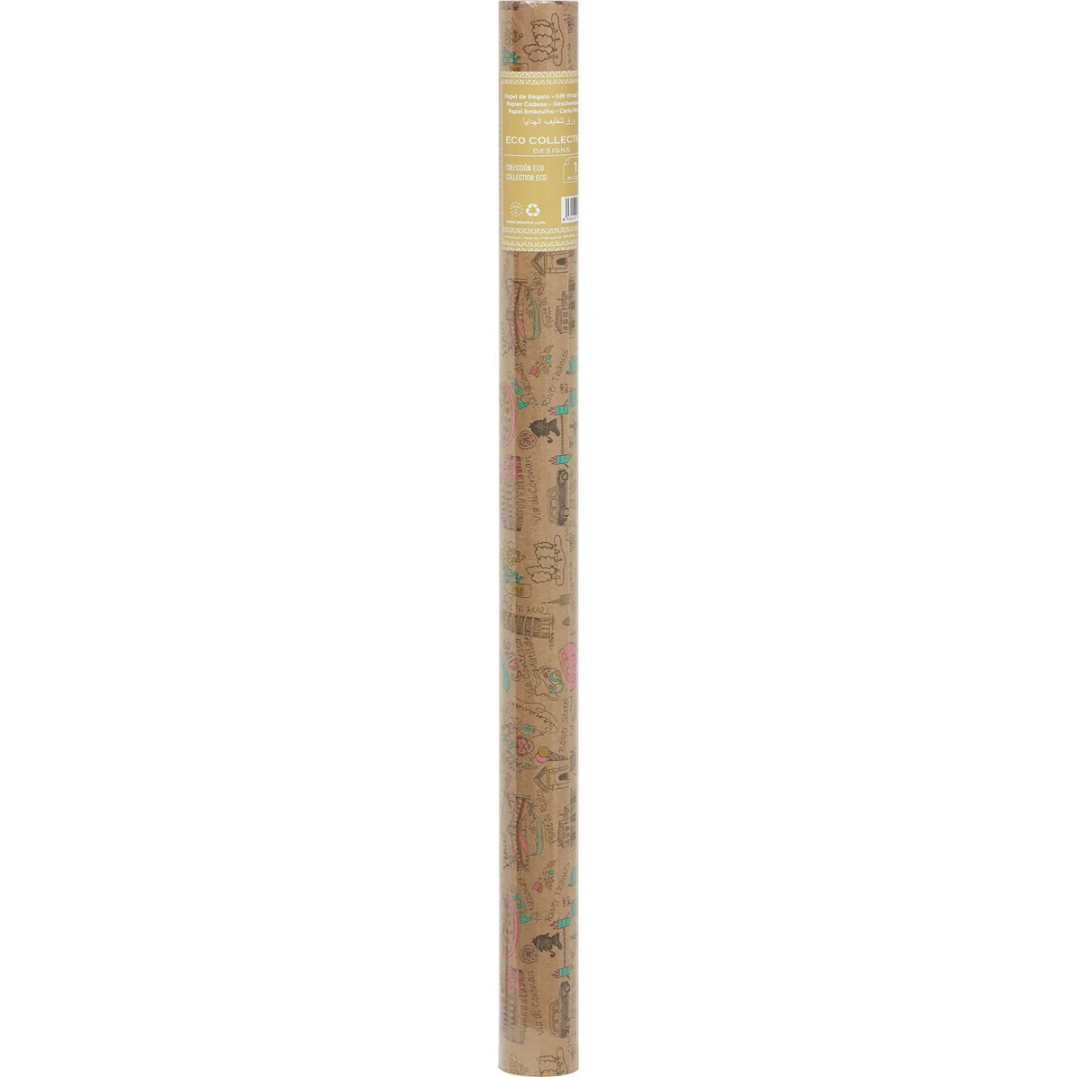 Kraft-Geschenkpapier 70 cm x 1,5 Metros Timbrados