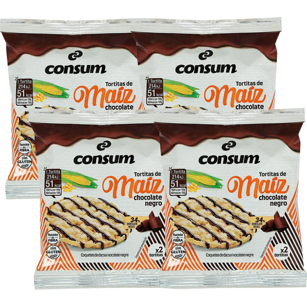 Tortitas de Maíz con Chocolate Negro Consum