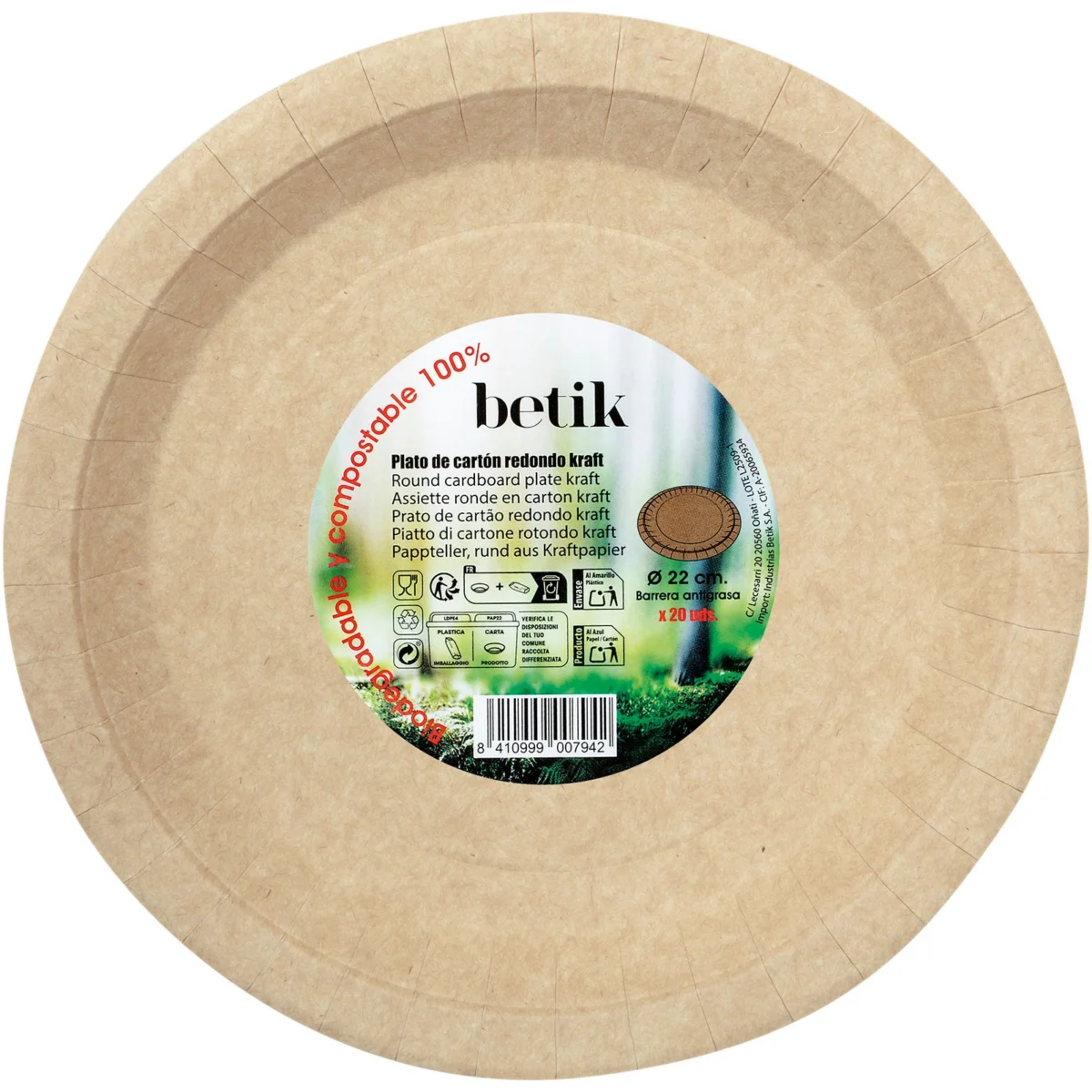 Großer Pappteller, 22 cm Betik