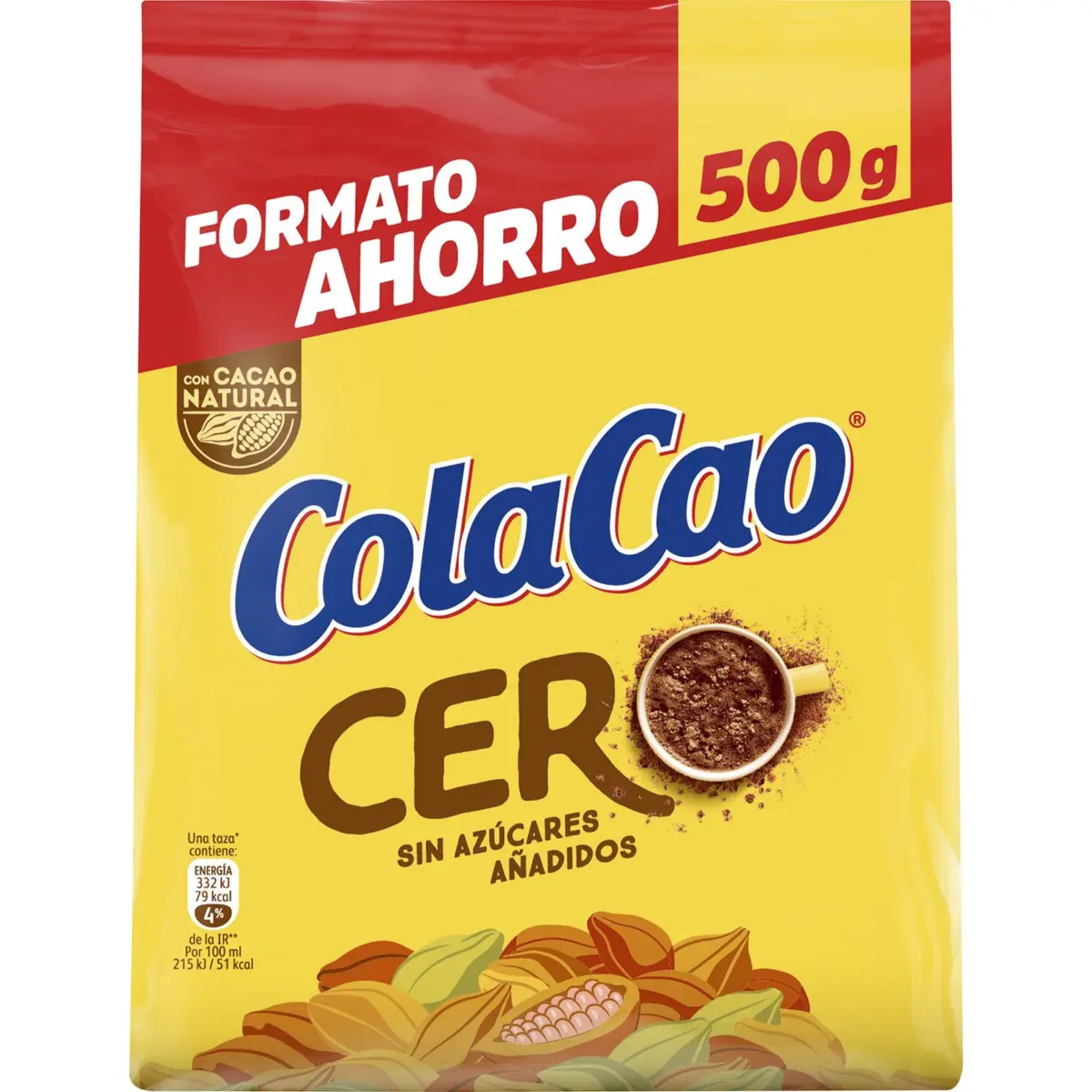 Cacao soluble sans sucre en sachet Cola Cao