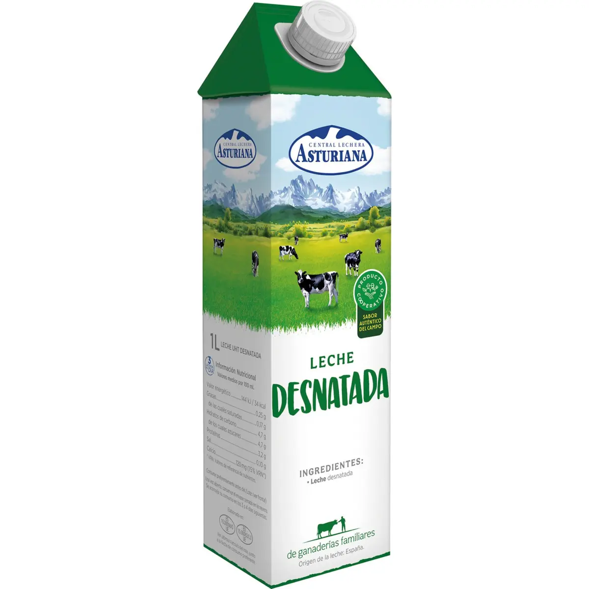 Llet desnatada Asturiana, bric