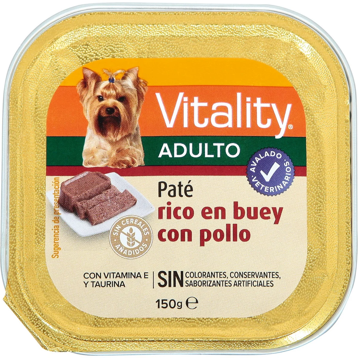 Paté per a gossos adults amb vedella i pollastre Vitality