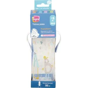 Biberon 360 ML + 6M avec tétine plate en silicone Tigex