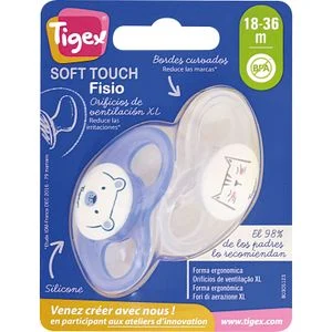Sucette physiologique en silicone Soft Touch 18-36M Tigex