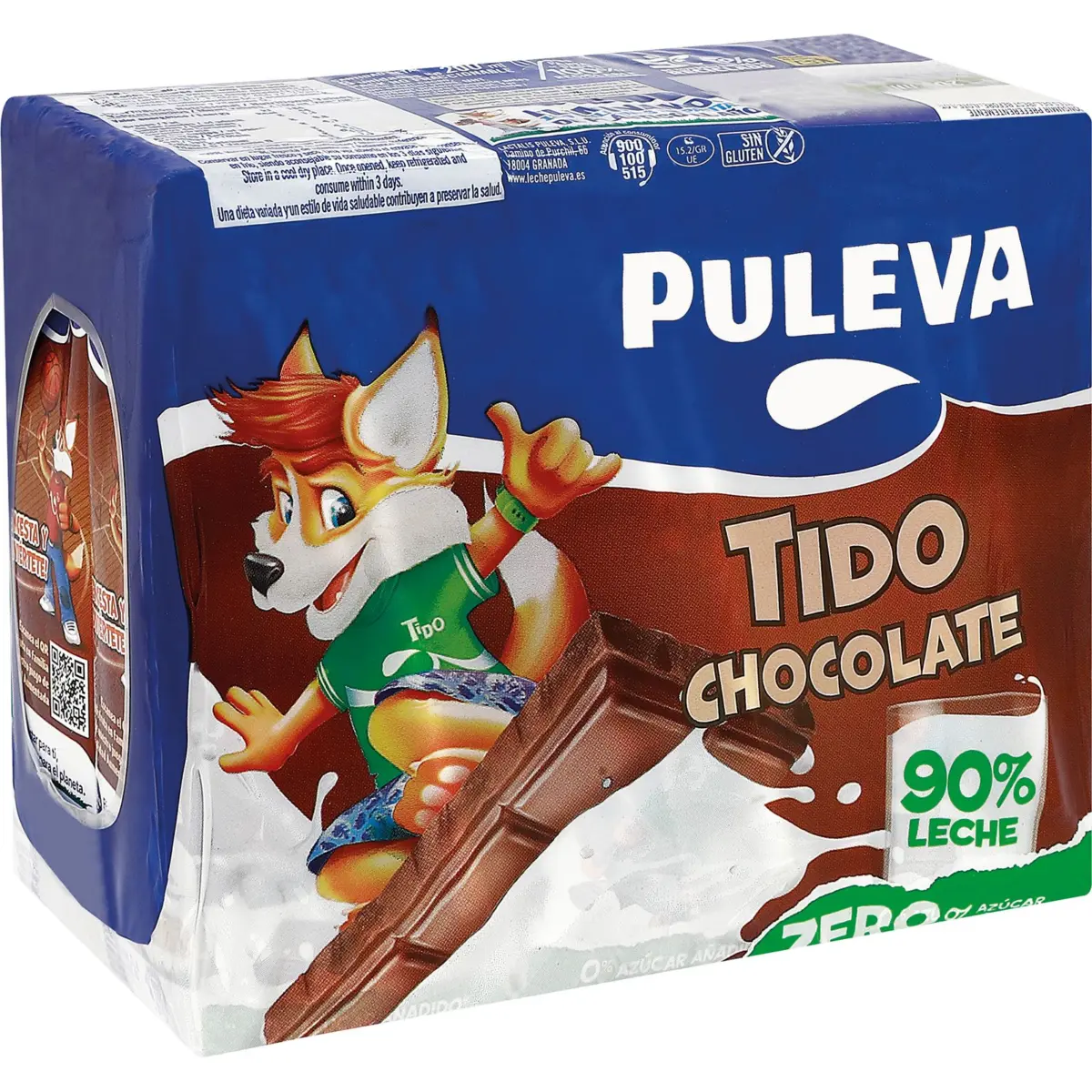 Milk-shake au chocolat sans sucre, mini-brique, pack de 6 Puleva