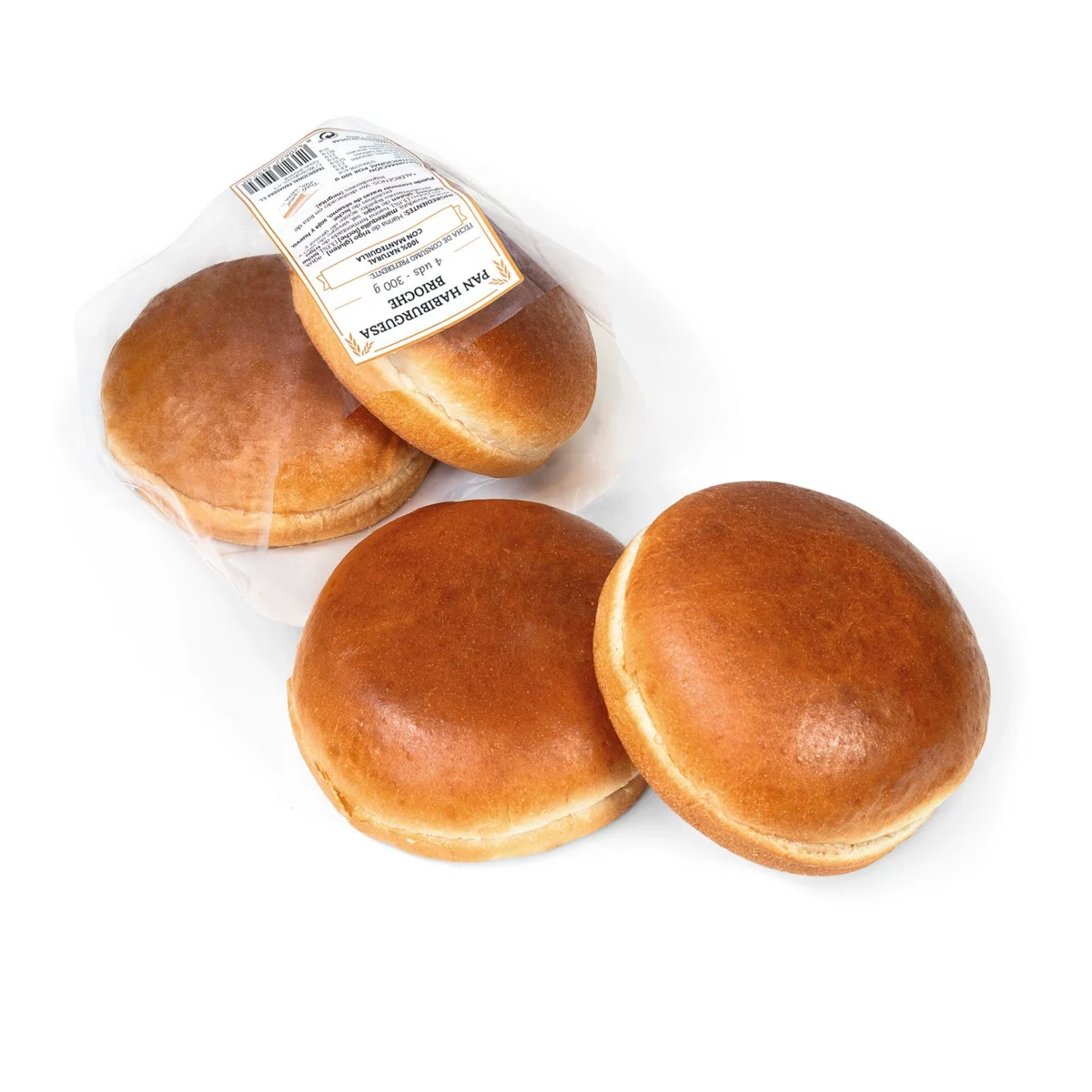Brioche hamburger buns with butter 4 units