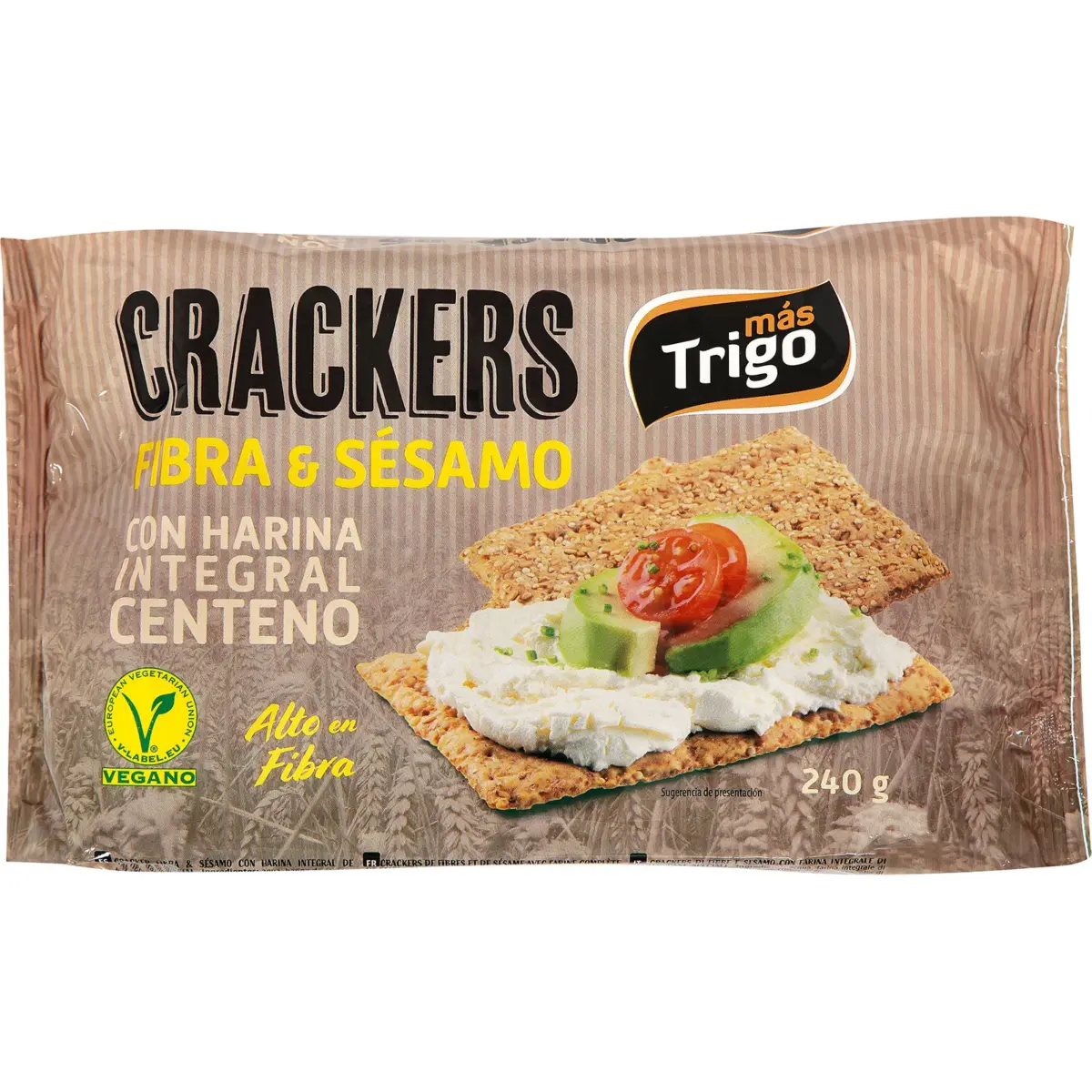 Crackers amb fibra i sèsam de farina integral de sègol Mastrigo
