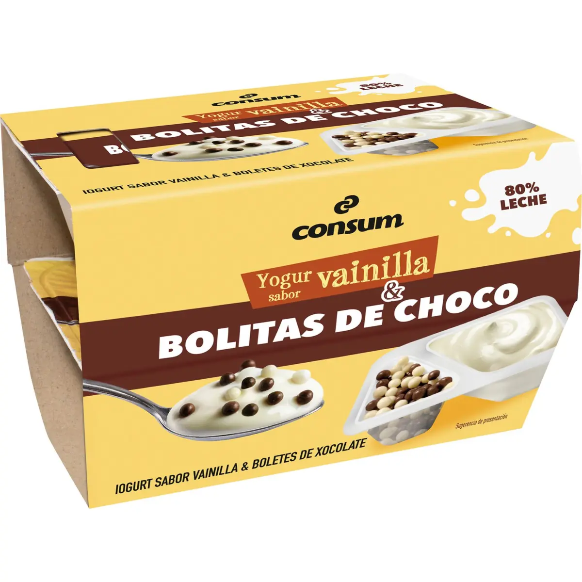 Vanilla-Flavored Yogurt with Chocolate Balls Consum