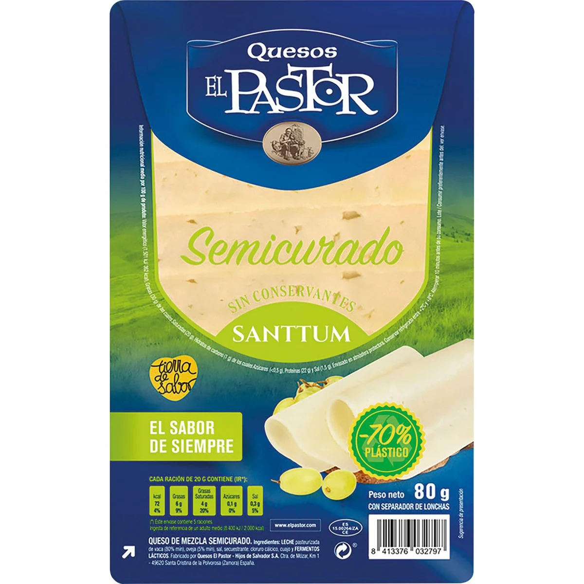Lonchas de Queso Semicurado Santtum El Pastor