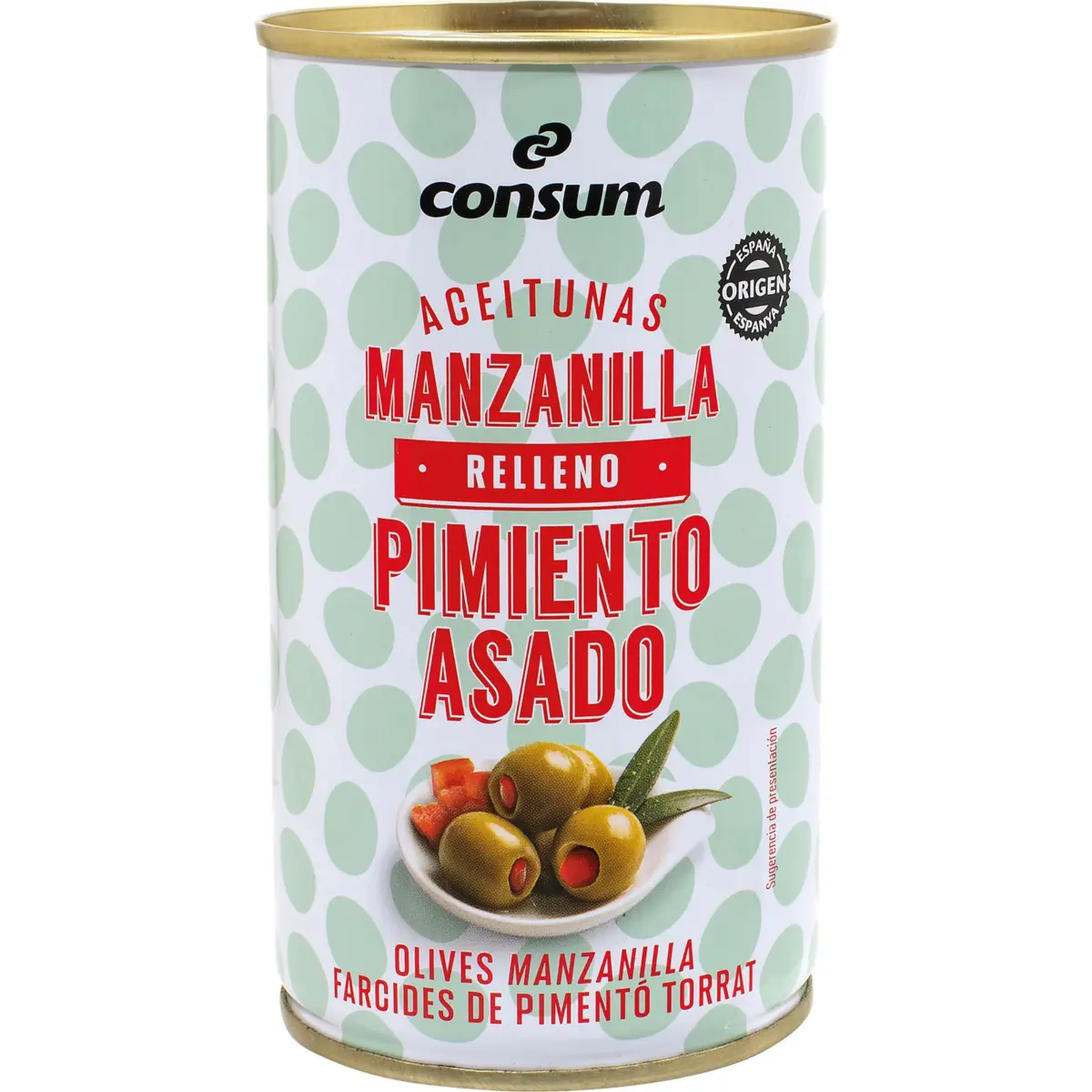 Olives with roasted pepper in a can Consum
