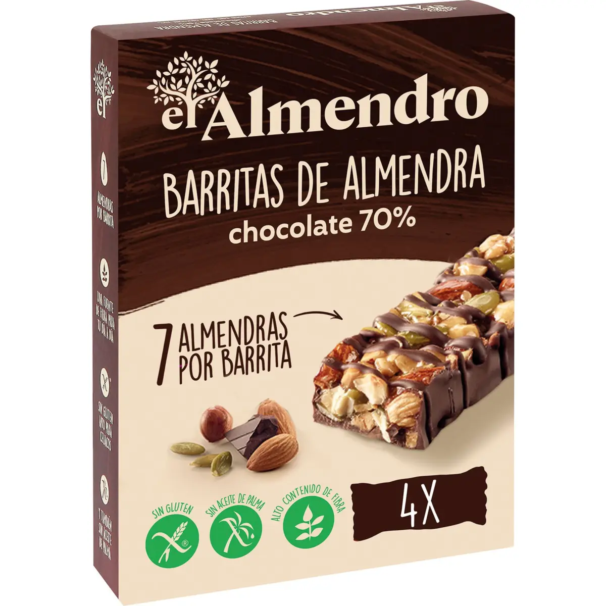 Мигдальні батончики з чорним шоколадом 70% El Almendro