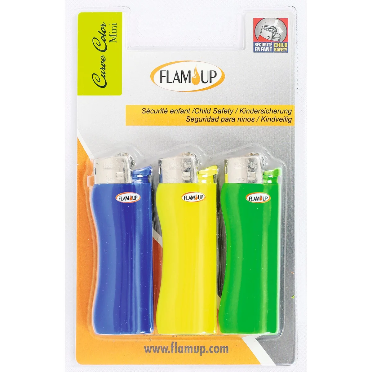 Curve Mini Lighter, Assorted Colours Flam Up