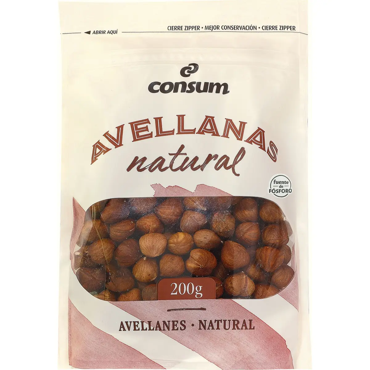 Avellanes naturals amb pell, doypack Consum