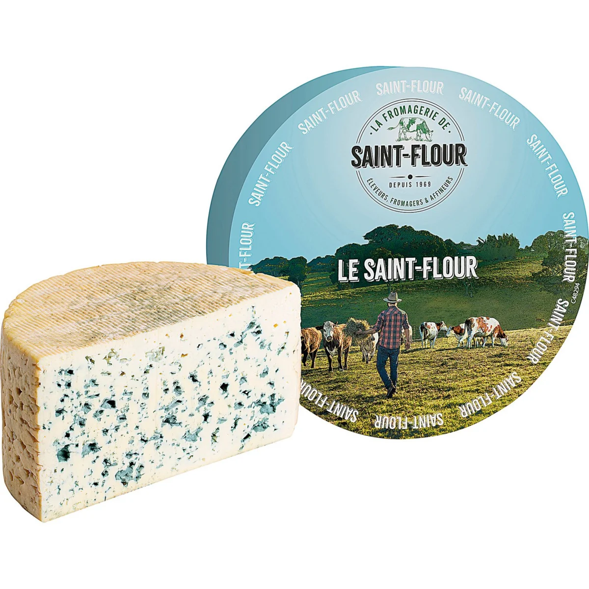 Blue cheese Saint-Flour made with pasteurized cow's milk