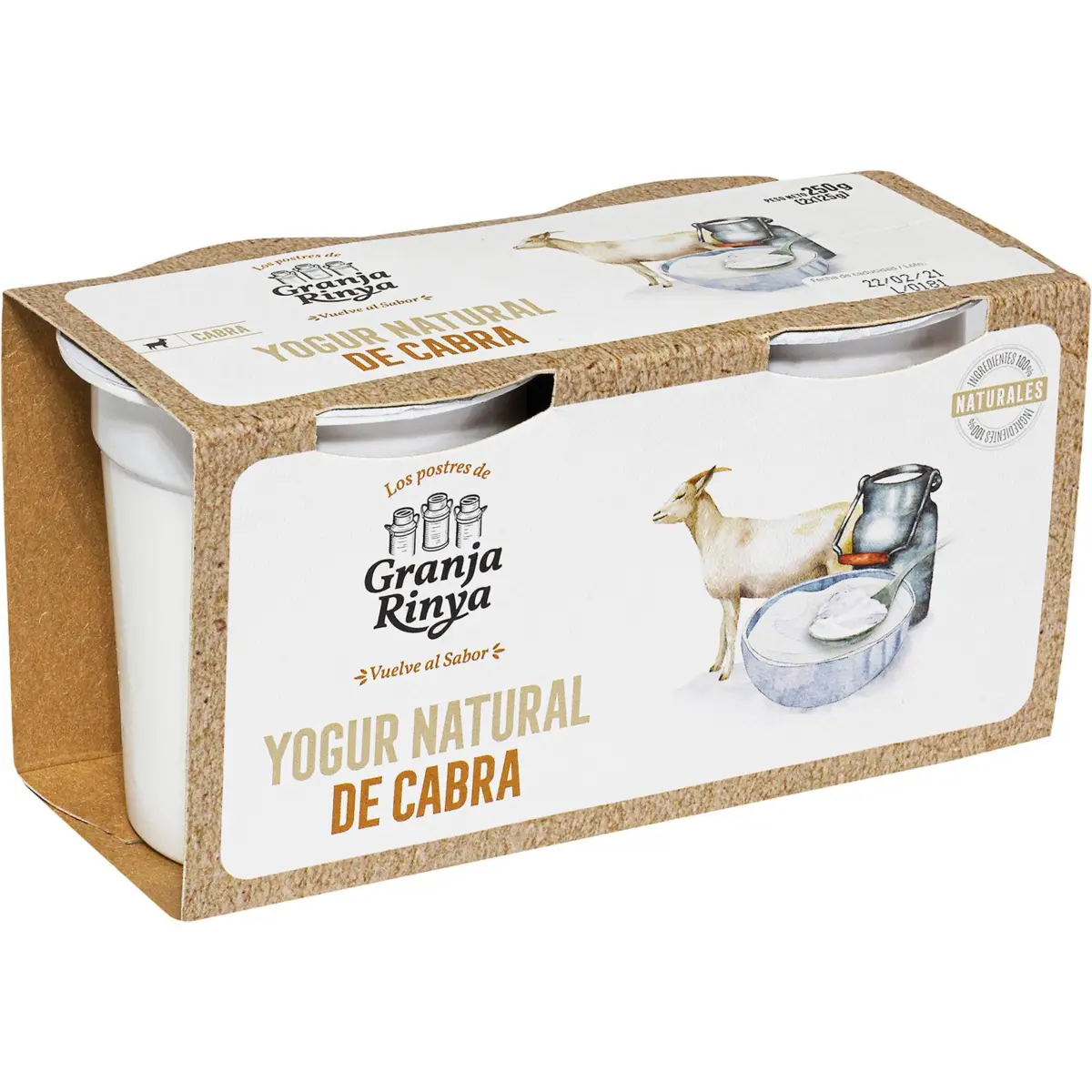 Iogurt natural de cabra, pack de 2 Granja Rinya