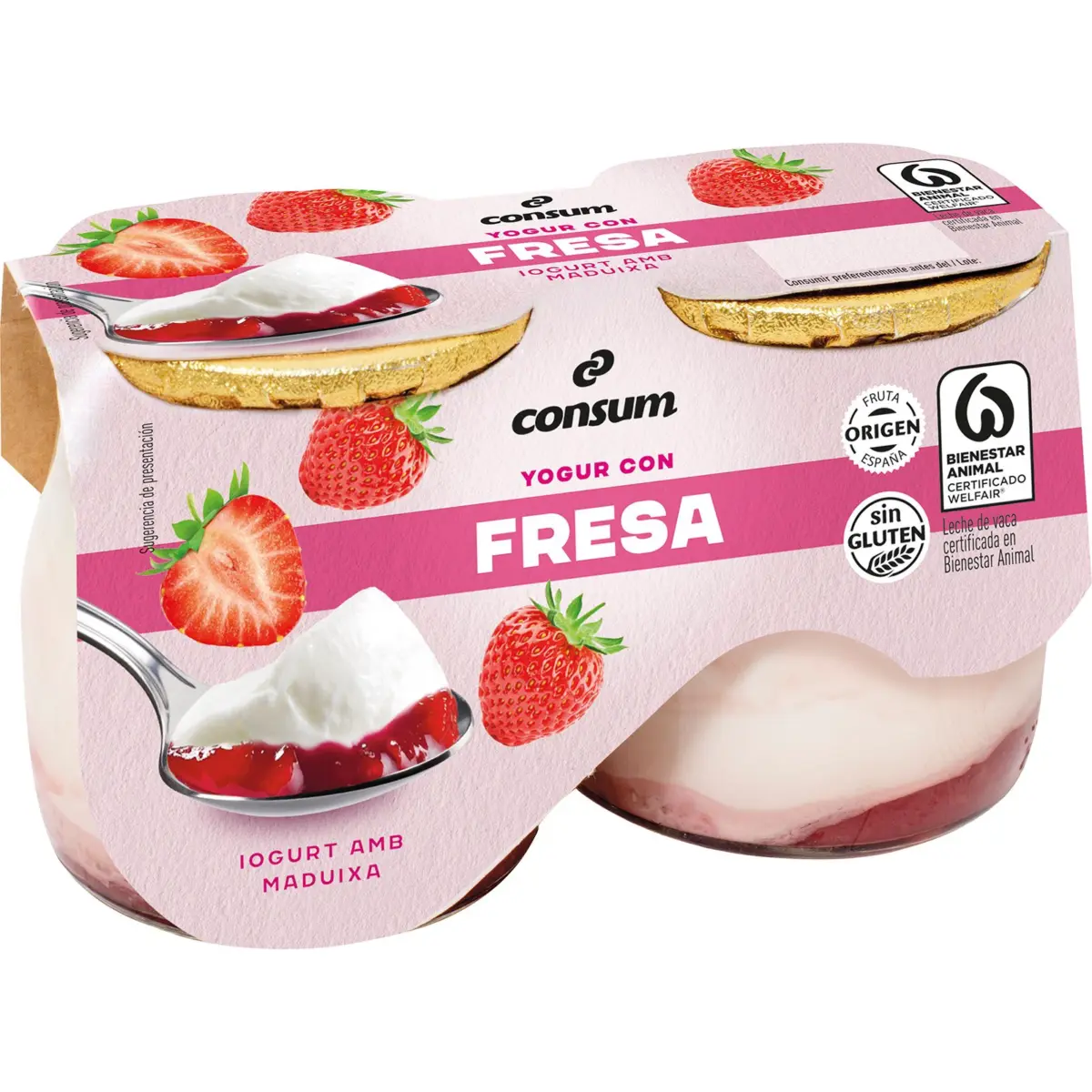 Йогурт с клубникой, упаковка 2 шт. Consum