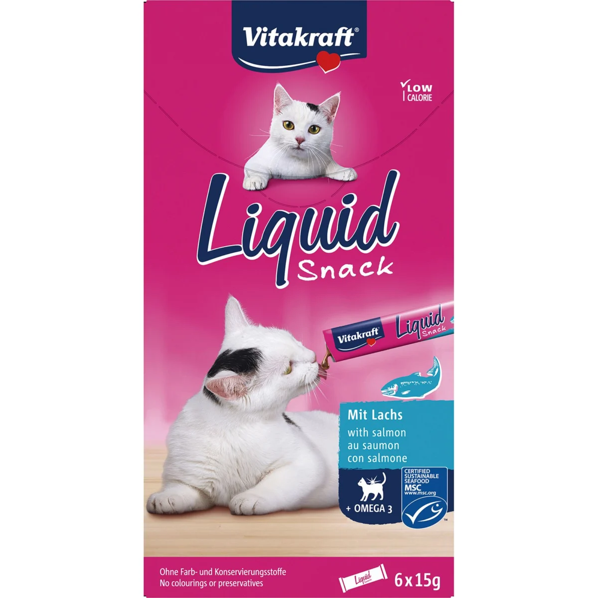 Flüssiger Katzensnack mit Lachs und Omega 3 Vitakraft