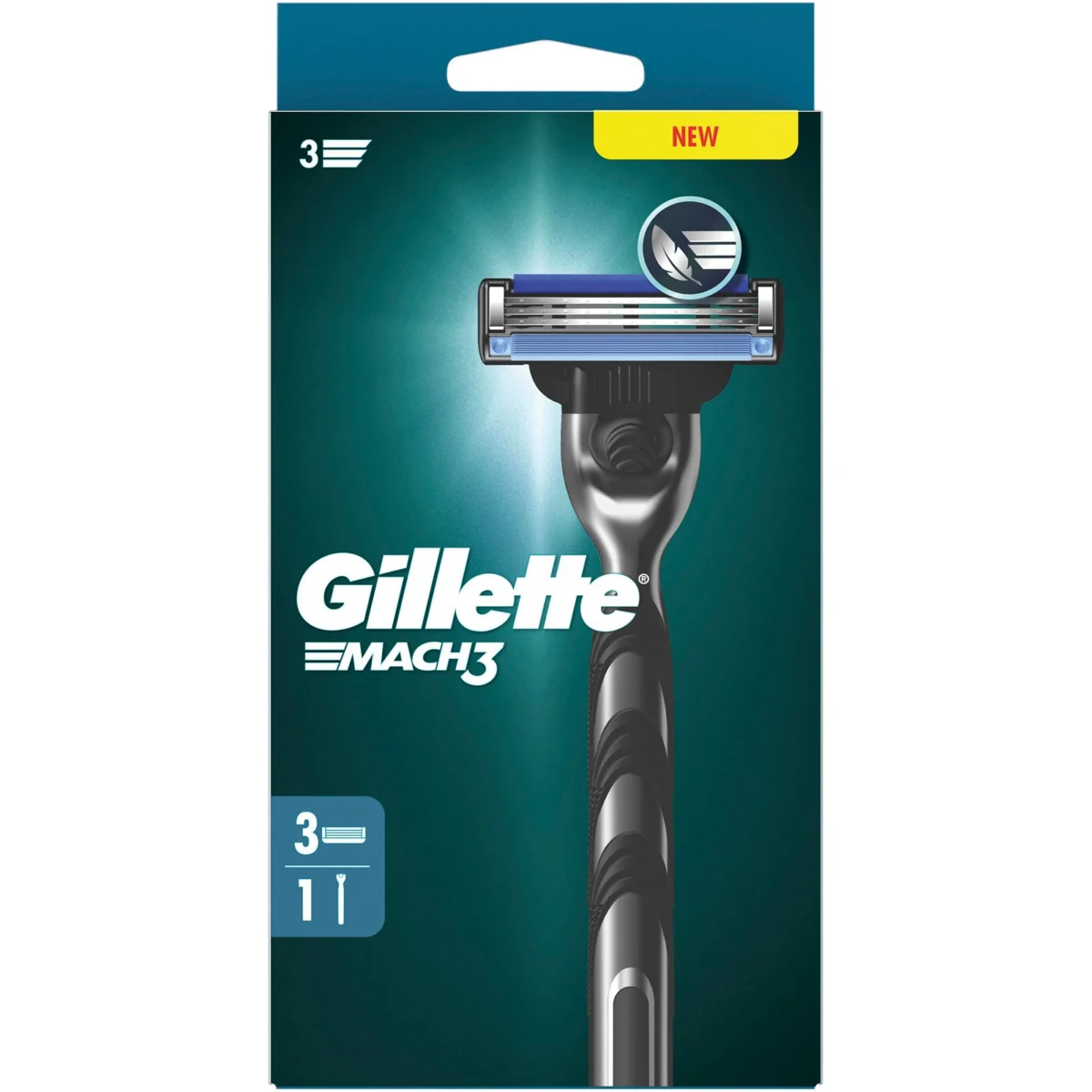 Gillette Mach3 razor, 3 blades, 3 replacement cartridges