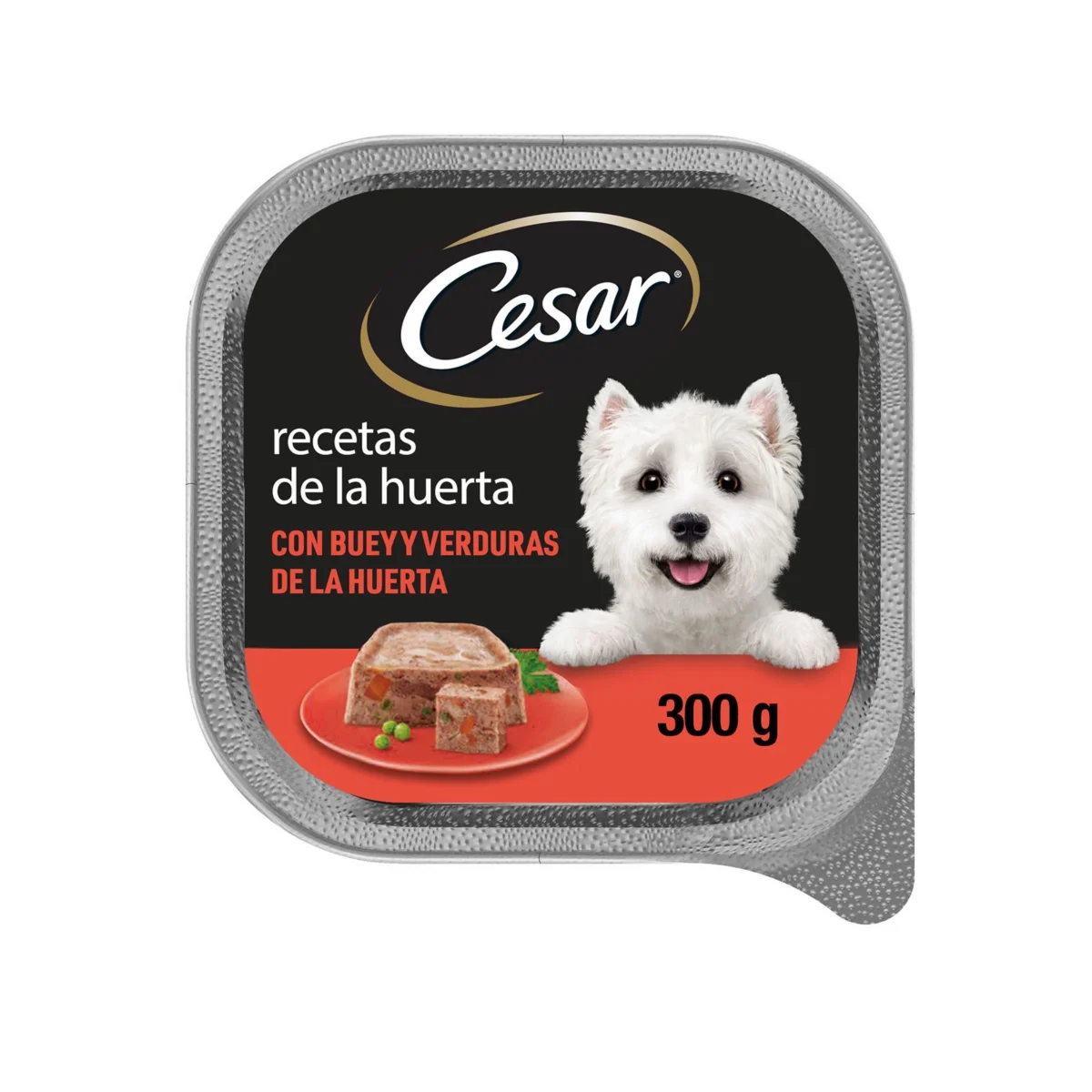 Menjar humit per a gossos, bou amb verdures Cesar