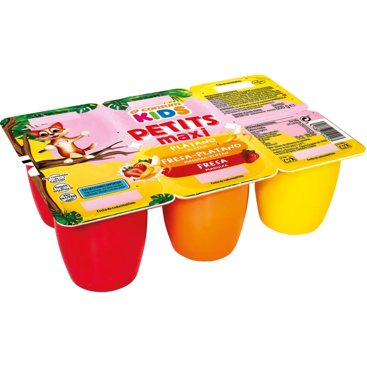 Maxi Petit maduixa, plàtan i maduixa-plàtan Consum Kids