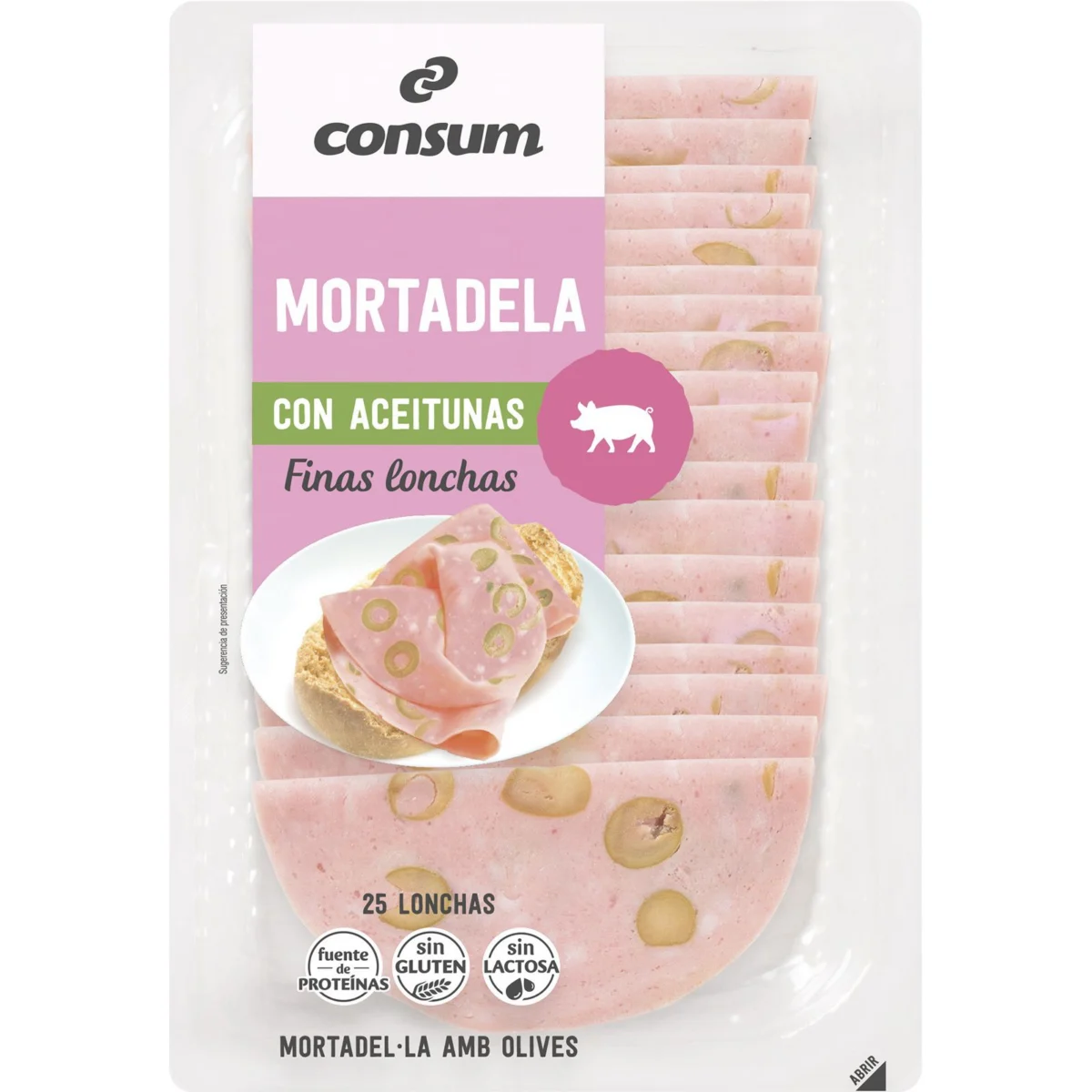 Mortadella mit Oliven, dünne Scheiben Consum