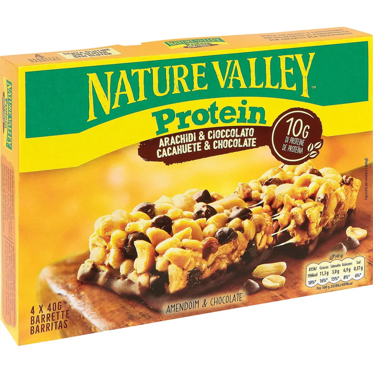 Protein-Getreideriegel mit Erdnüssen und Schokolade Nat.valley