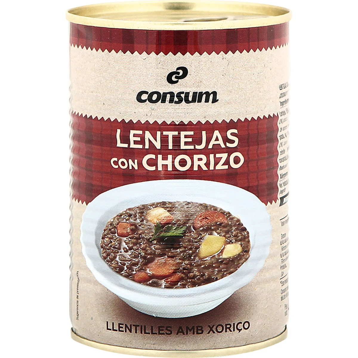 Чечевица с чоризо, банка Consum