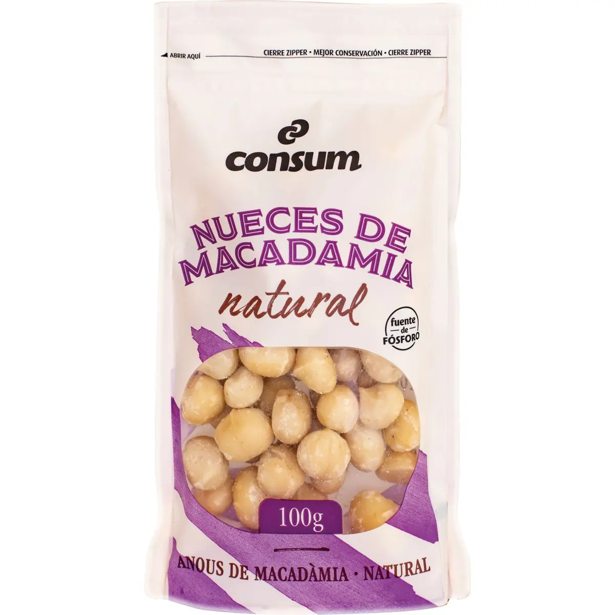 Natural macadamia nuts, doypack Consum