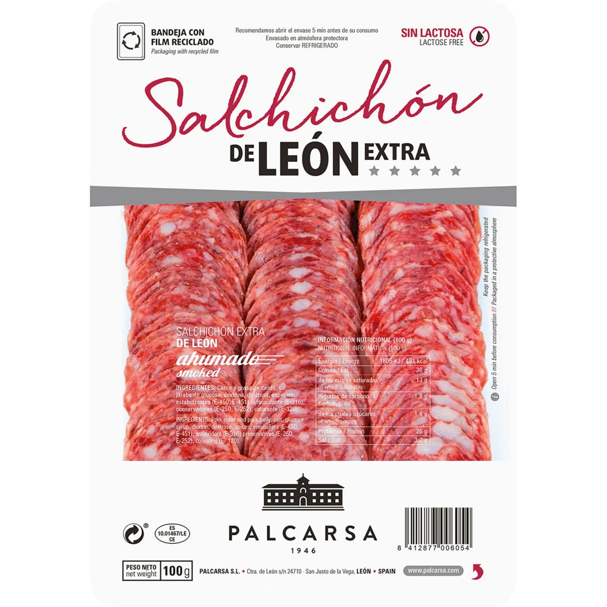 Salchichón extra de León en tranches Palcarsa