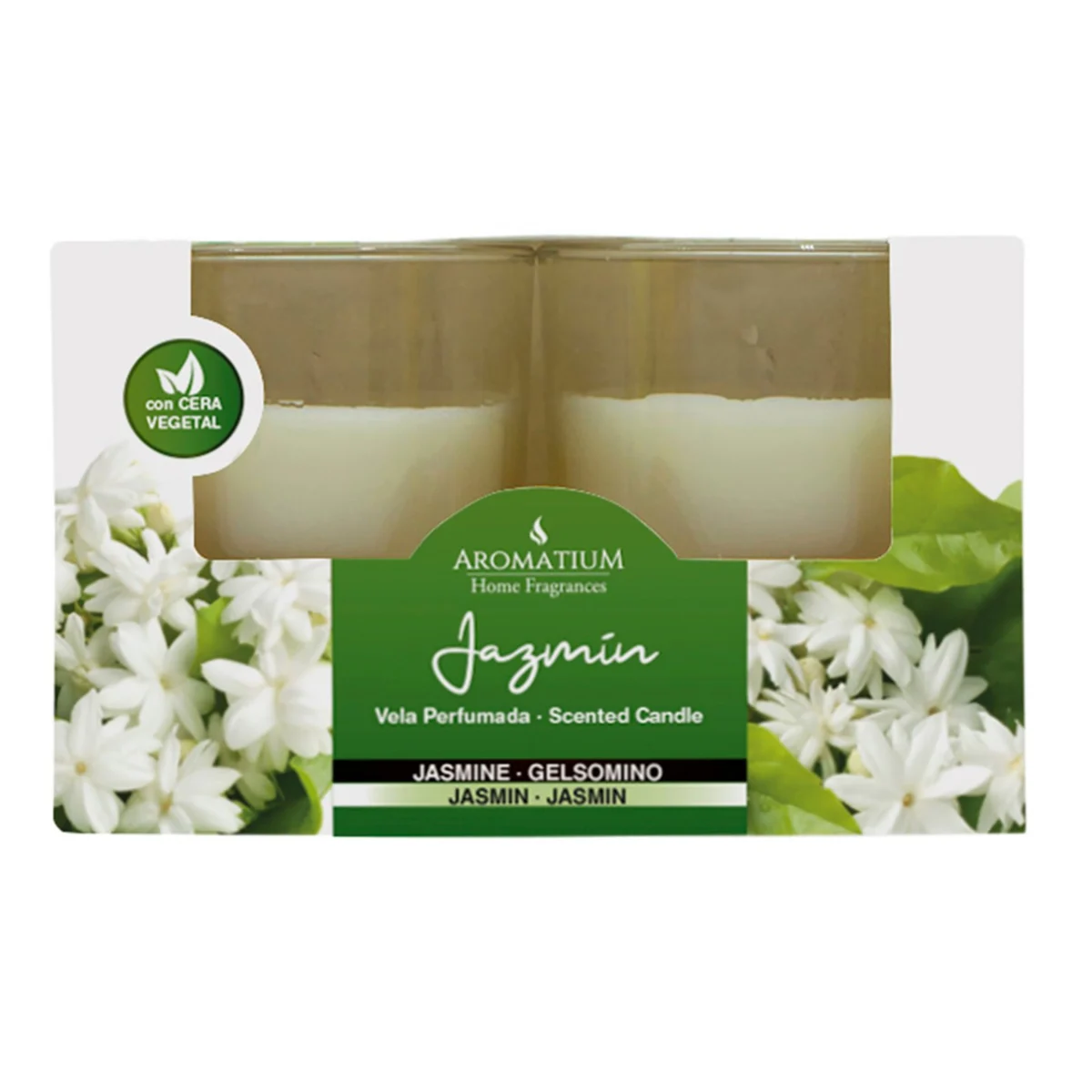 Espelmes perfumades en got de gessamí de nit Aromatium