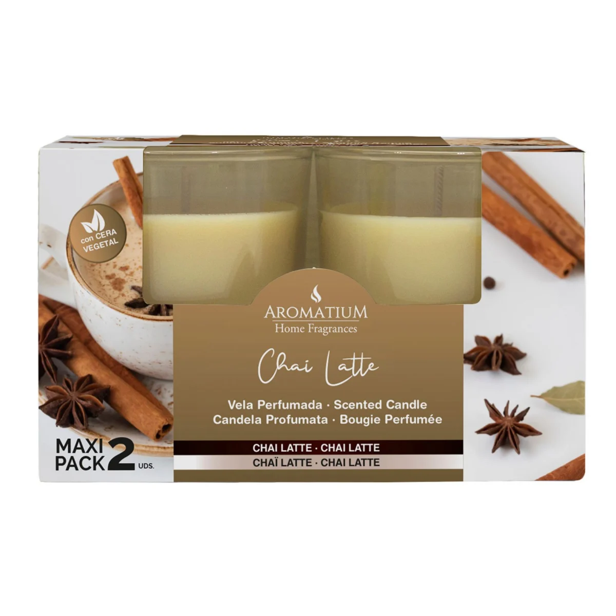Set Maxi-Duftkerzen im Glas Chai Latte Aromatium