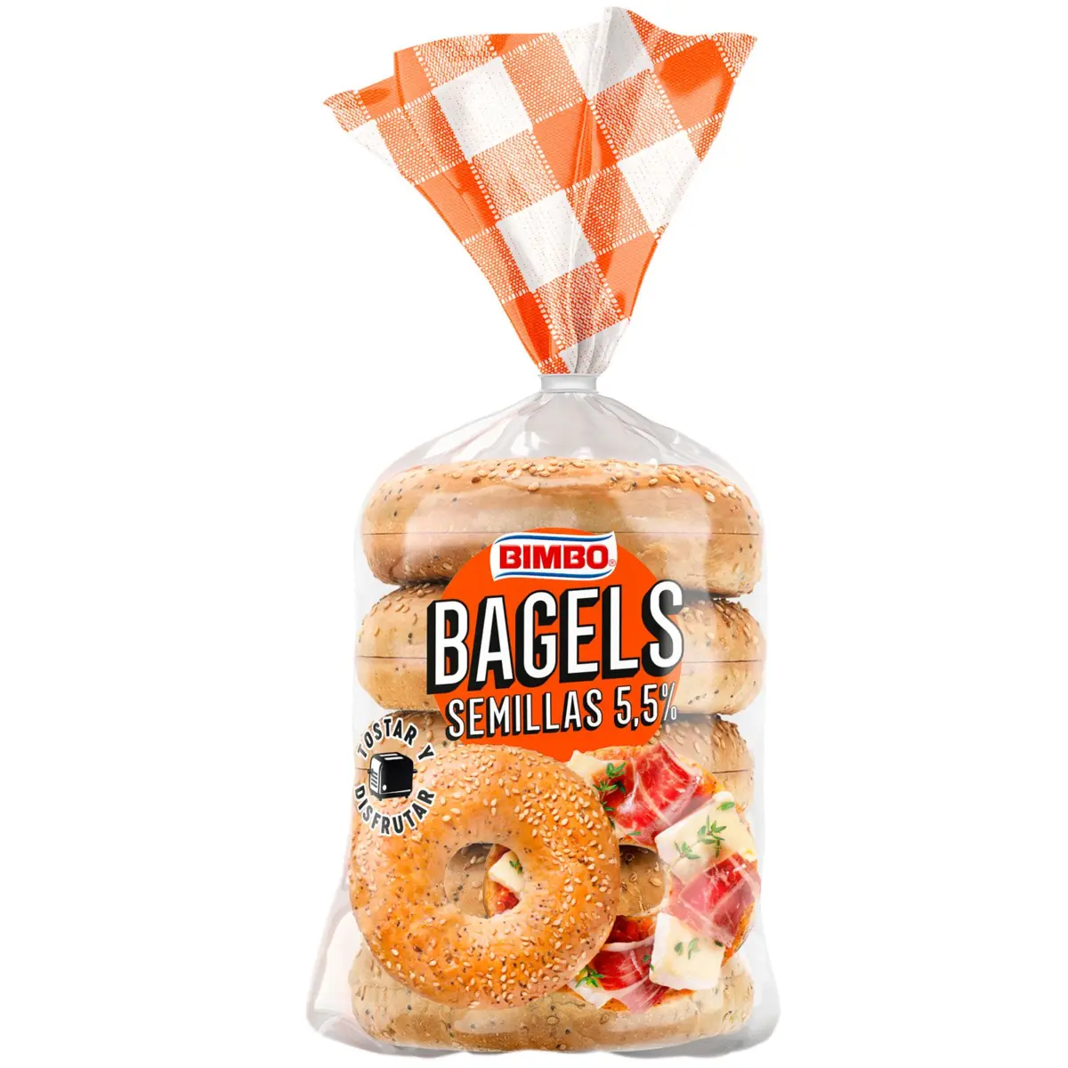 Seeded bagels, 4 units Bimbo