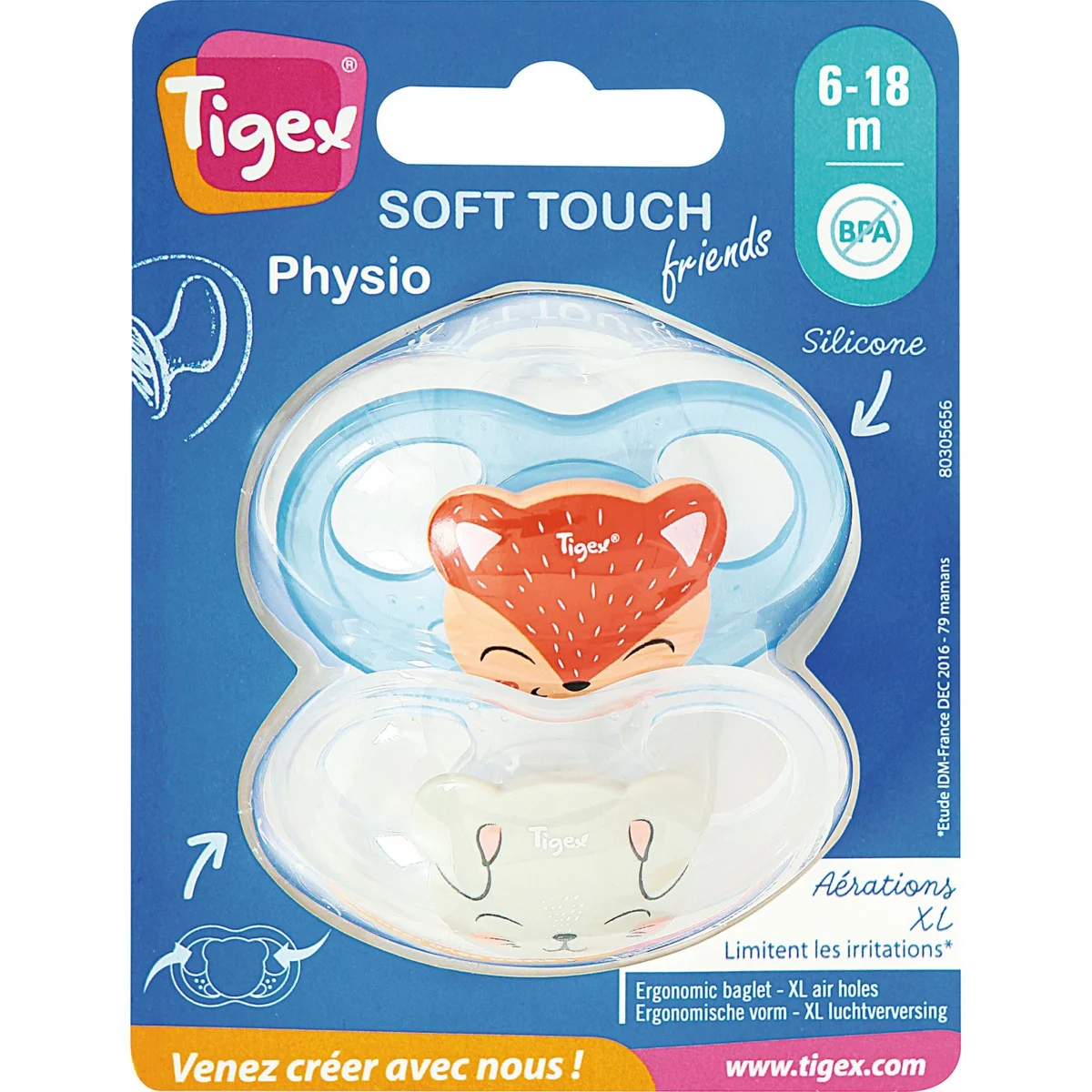 Physiologischer Silikonschnuller Soft Touch 6-18 M Tigex