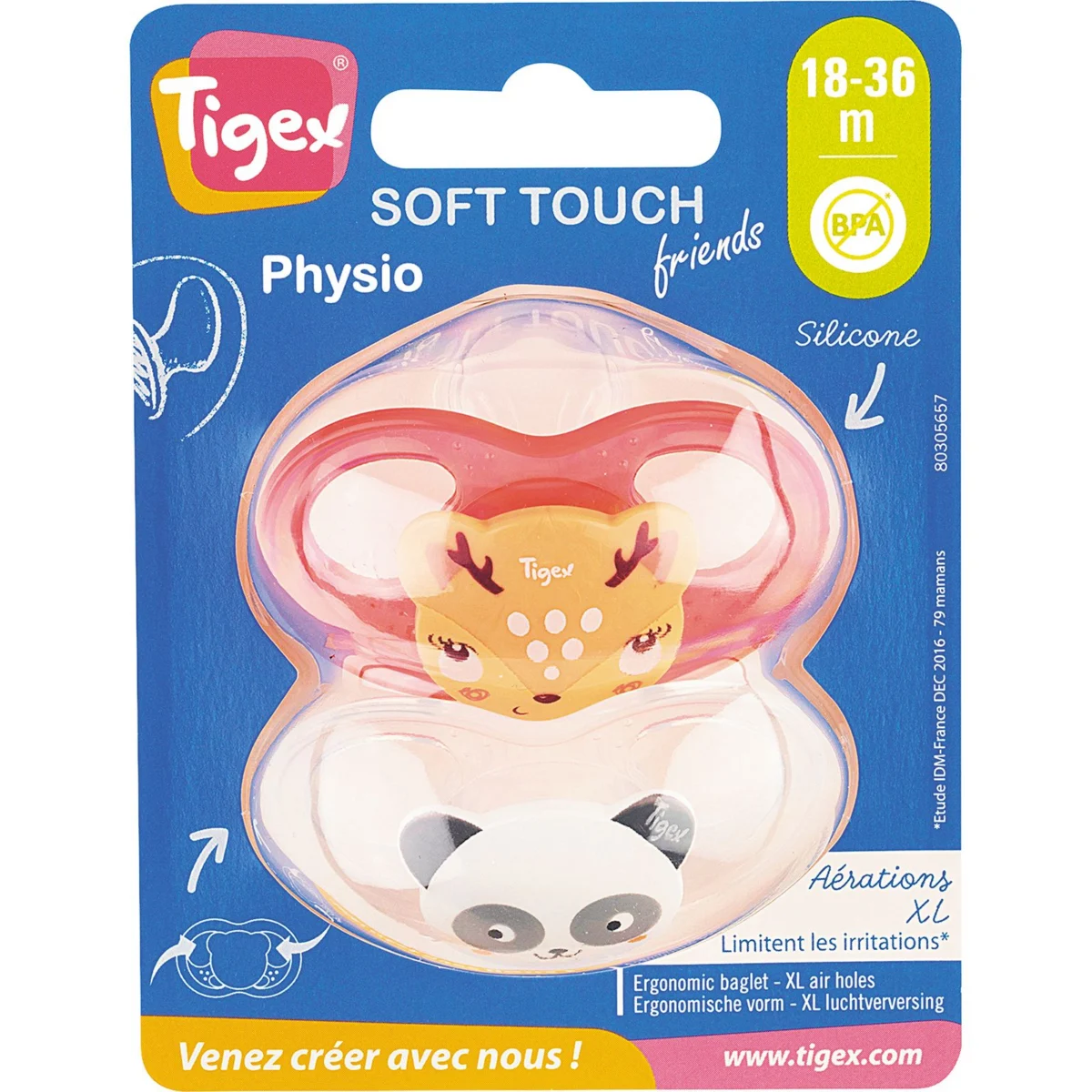Physiological silicone pacifier Soft Touch 18-36M Tigex