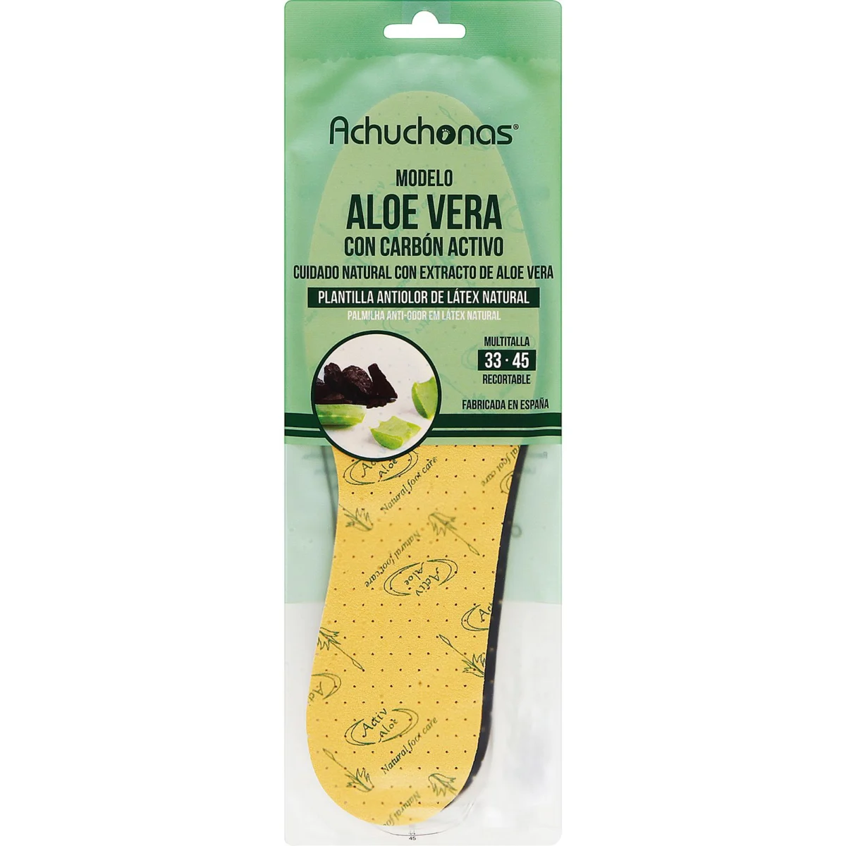 Aloe vera insoles, size 33-45 Achuchonas