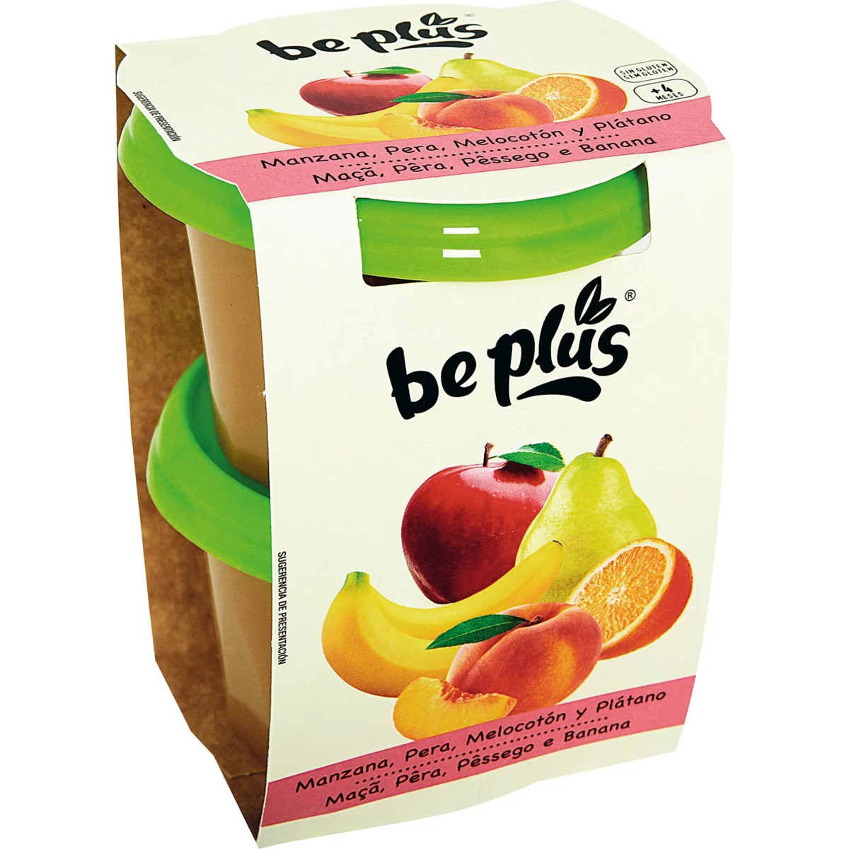 Fruchtpüree Apfel, Birne, Pfirsich und Banane Be Plus