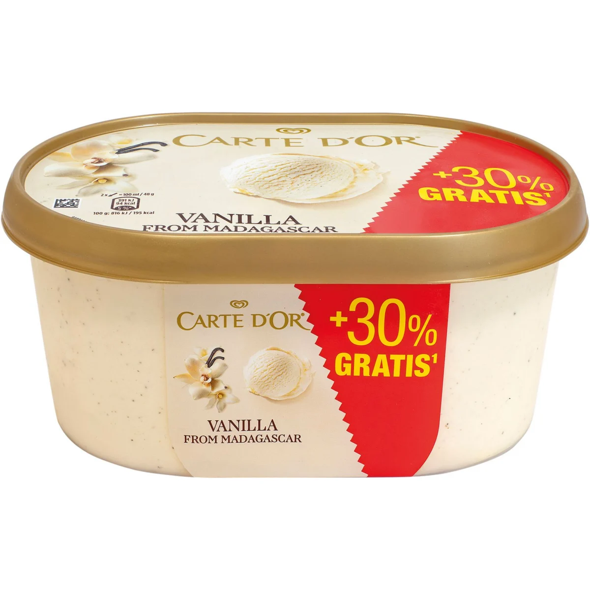 Vanilleeis Carte d'Or im Becher + 30% gratis Cornetto