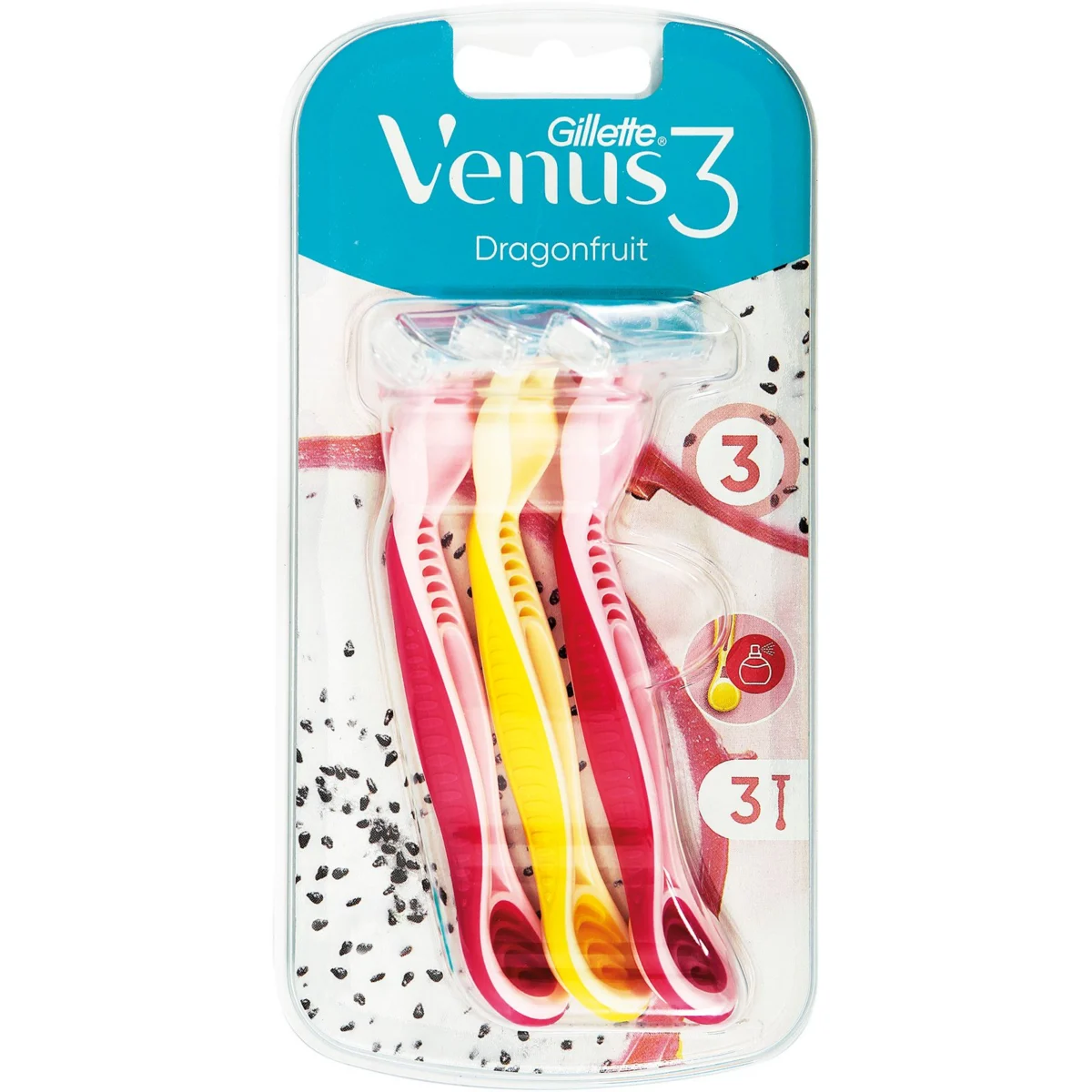 Venus Dragonfruit disposable razors, 3 count