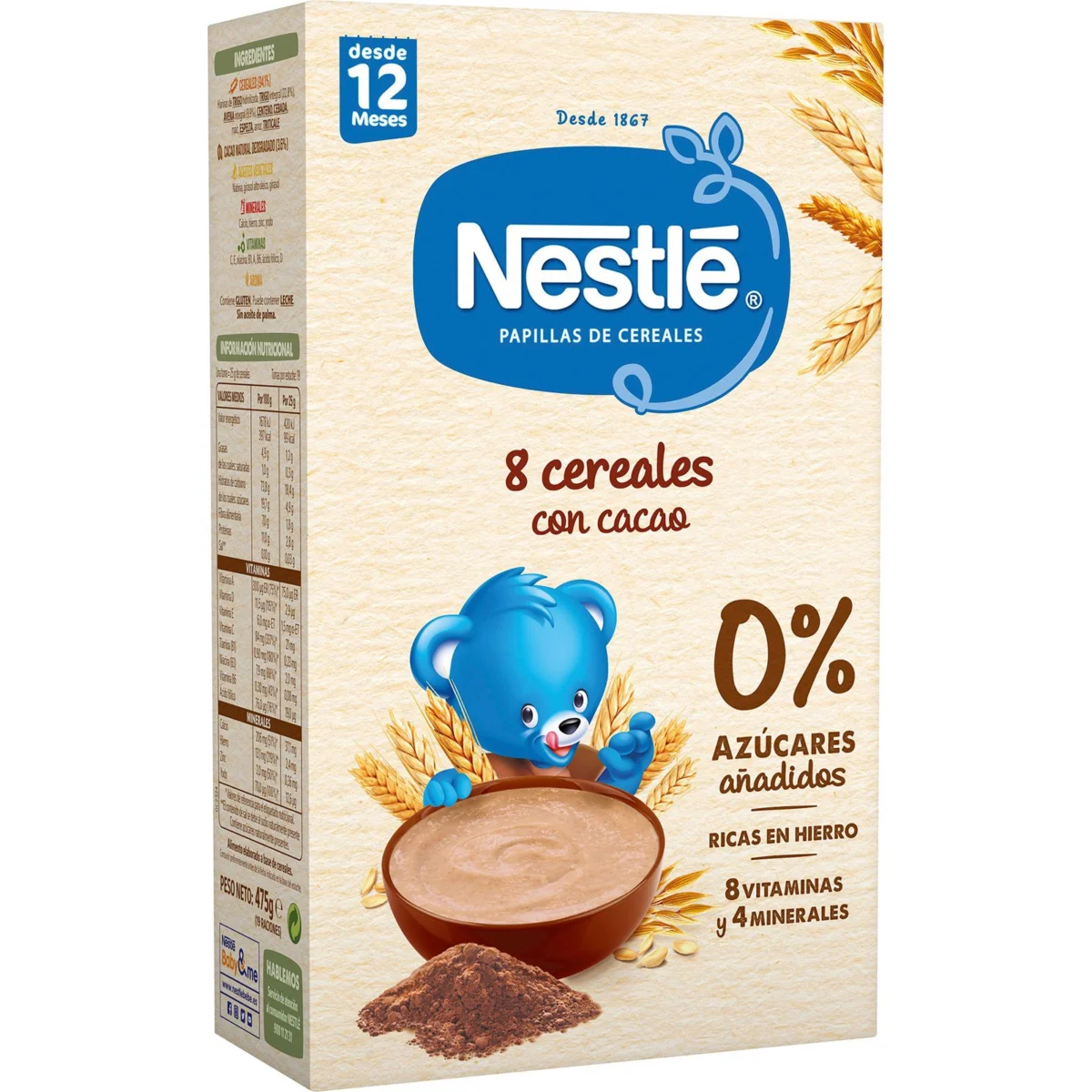 Farinetes en pols de 8 cereals amb cacau Nestle