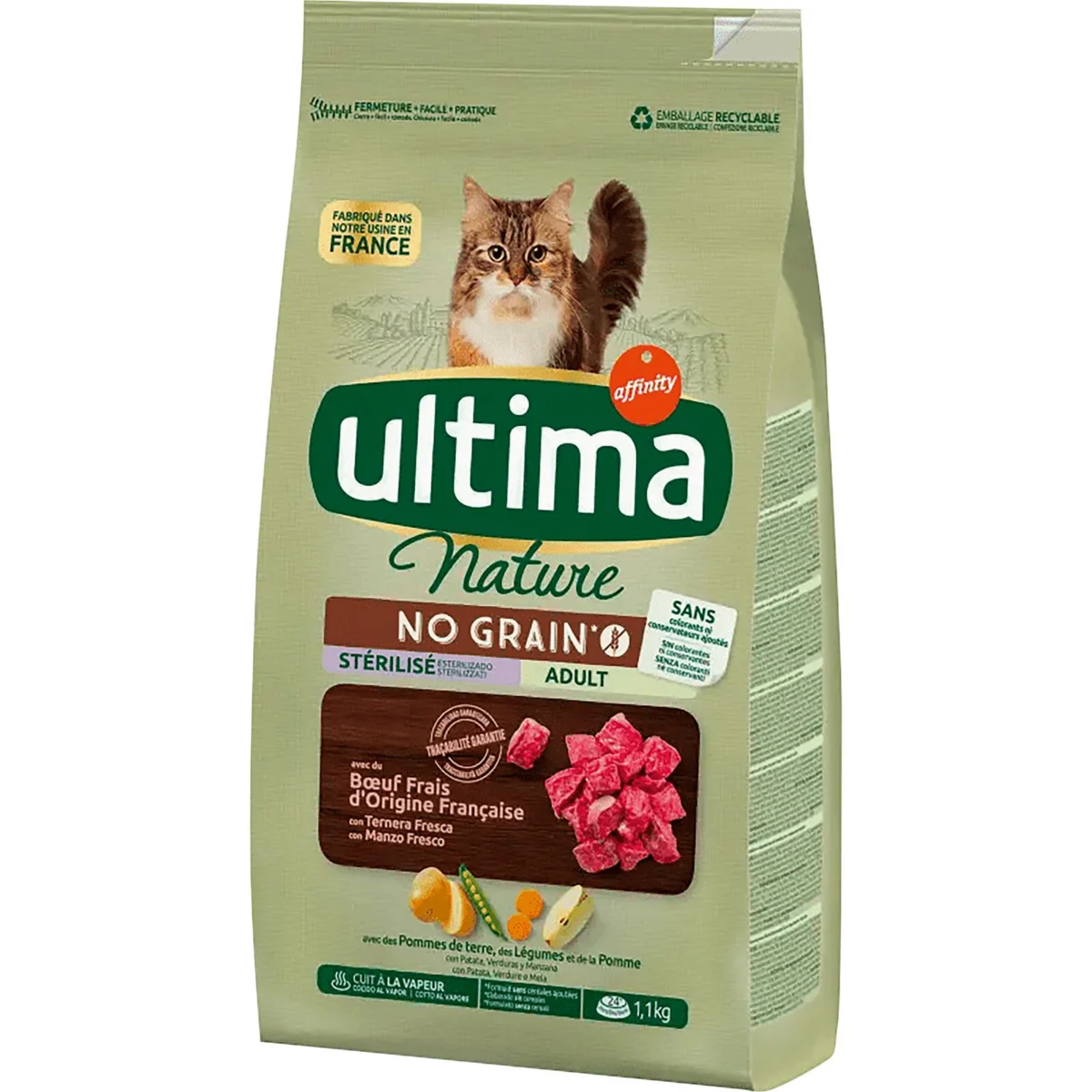 Getreidefreies Katzenfutter Nature mit Rind Ultima