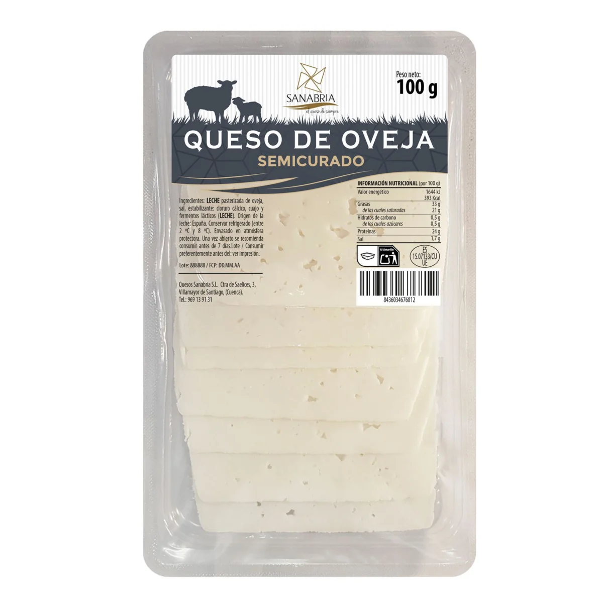 Fromage de brebis mi-affiné Sanabria en tranches