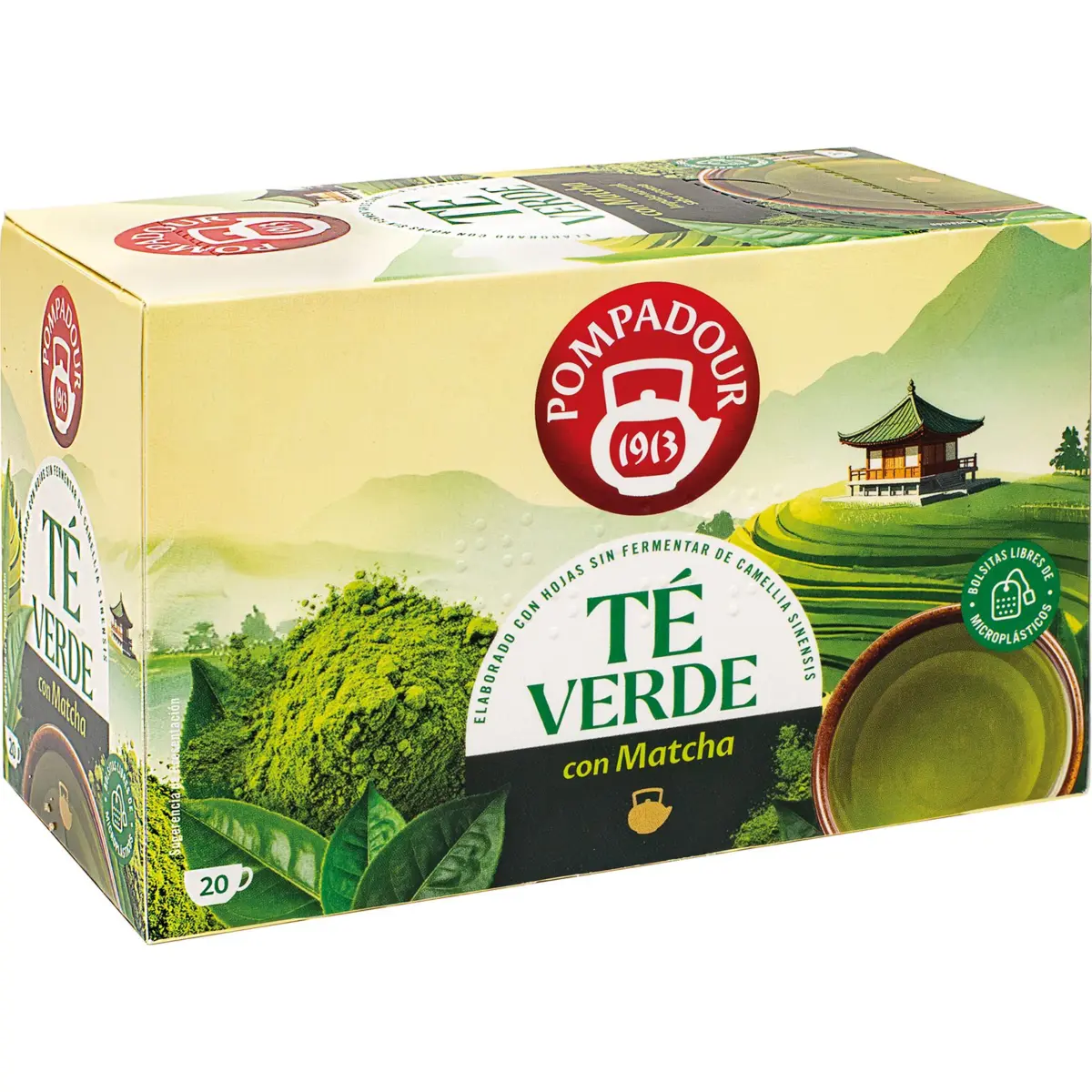 Té Verde con Matcha 20 Bolsitas Pompadour