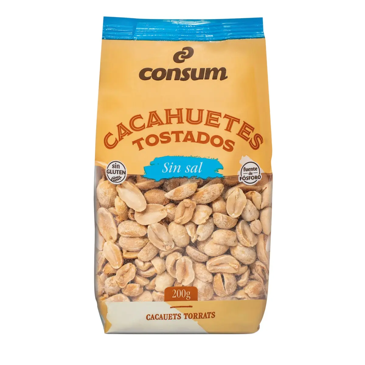 Cacauets torrats sense sal en bossa Consum