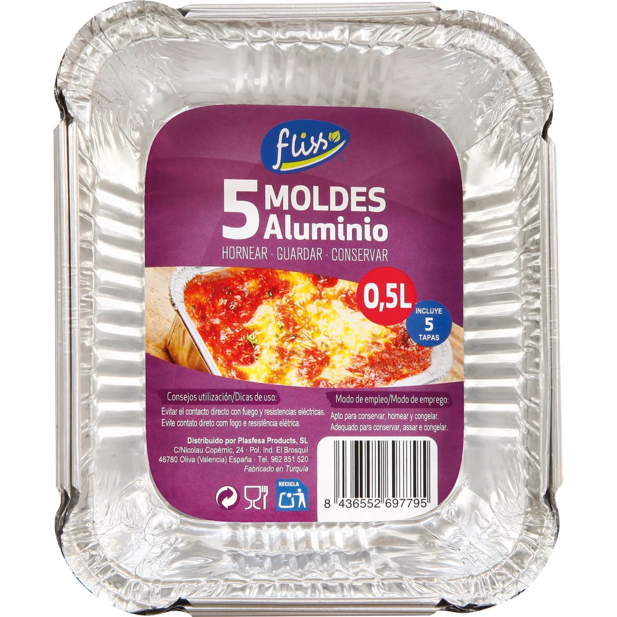 Motlle rectangular d’alumini, 0,5 L Fliss