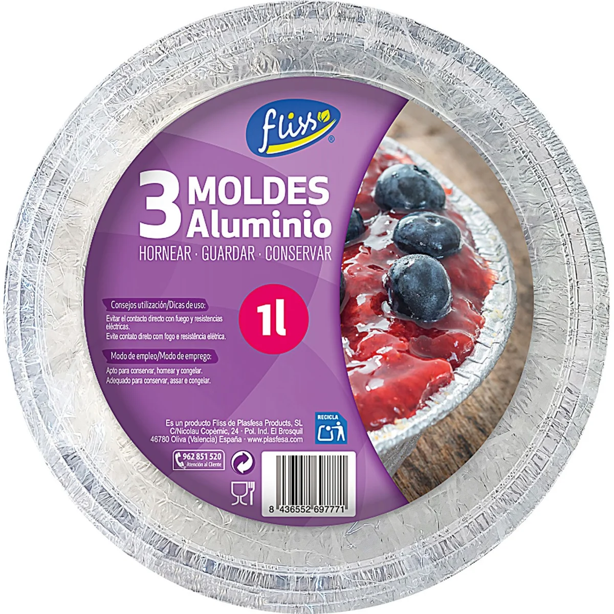 Round aluminium mould, 1 L Fliss